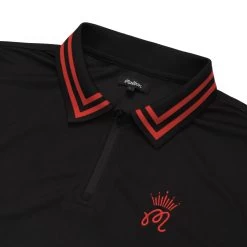 MALBON X BUDWEISER PERFORMANCE ZIP POLO 8 MALBON X BUDWEISER PERFORMANCE ZIP POLO -FootJoy Store M 8578 BLK RED 2