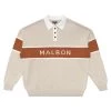 MALBON BLOCK LONG SLEEVE KNIT POLO -FootJoy Store MalbonBlockLSKnitPoloCream1